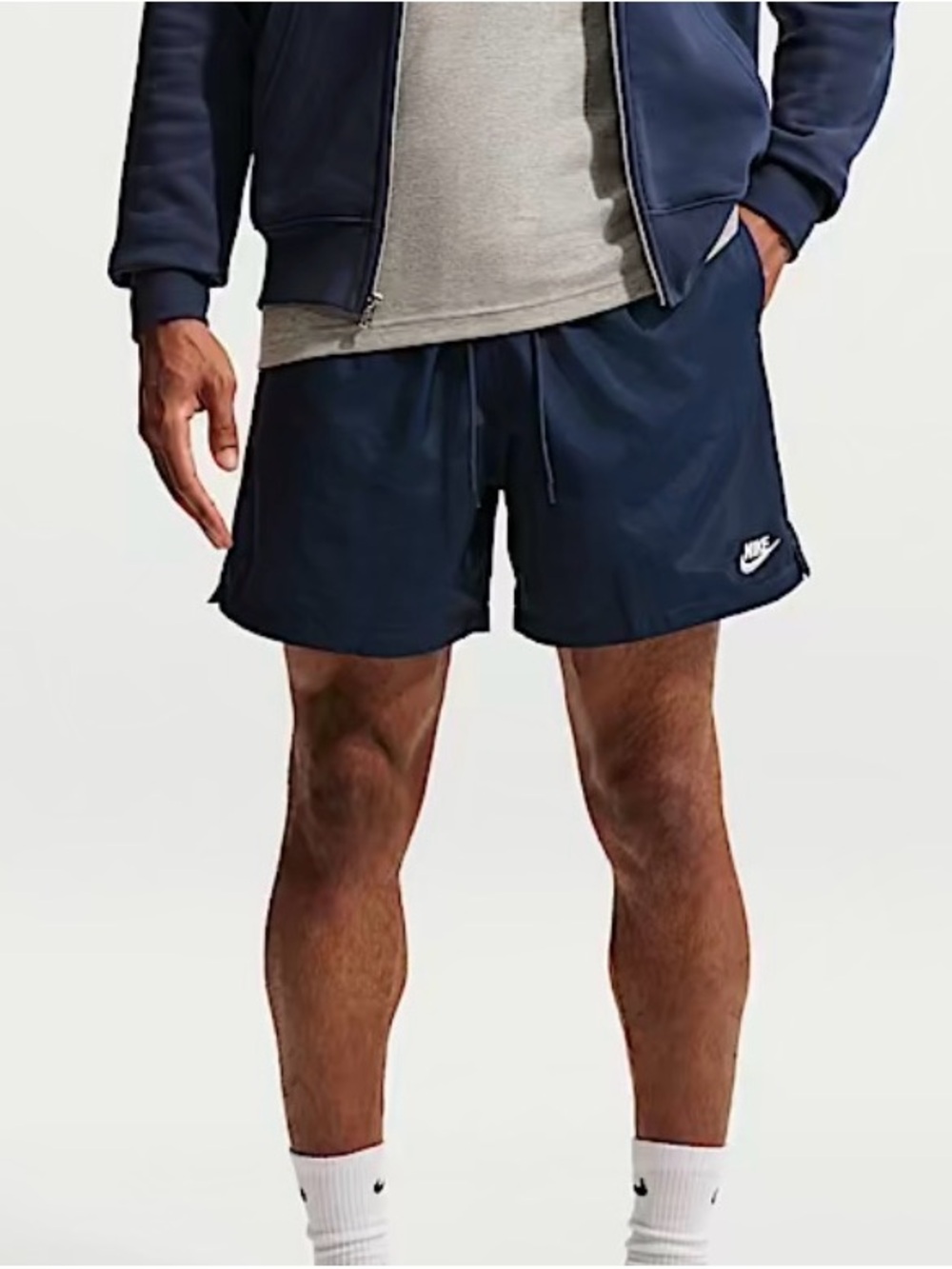 Nike Club Woven Flow Lined Athletic Shorts XXL Navy Elastic Drawstring Swoosh